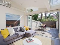 Designer terrace in a fashionable village setting.