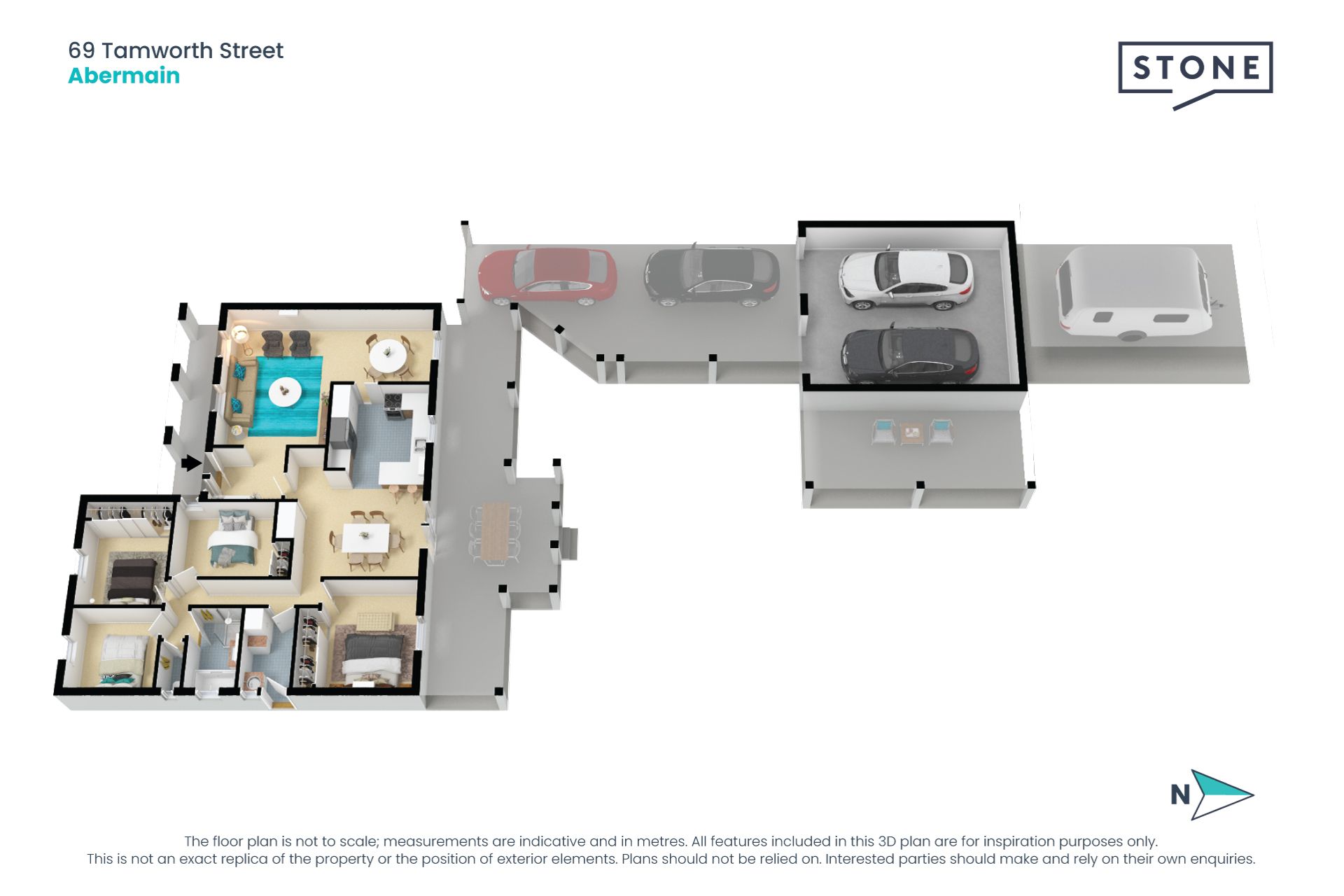 Resort style home base with covered caravan storage