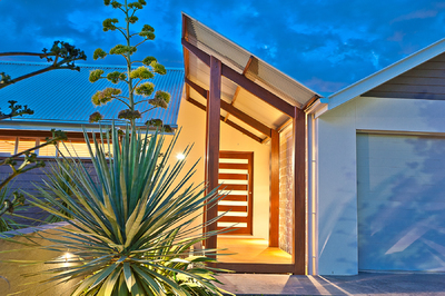 Twilight silhouette of urban design in country comforts on 1286m2 - HIA FINALIST HOME