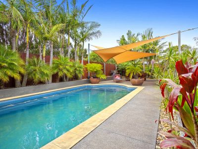 Beachside tropical oasis set on 1413m2 with features galore and the beach, park, school and store just around the corner.