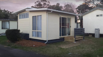 CABIN & CARAVAN PARK FOR SALE - CENTRAL COAST - ADJACENT LAKE