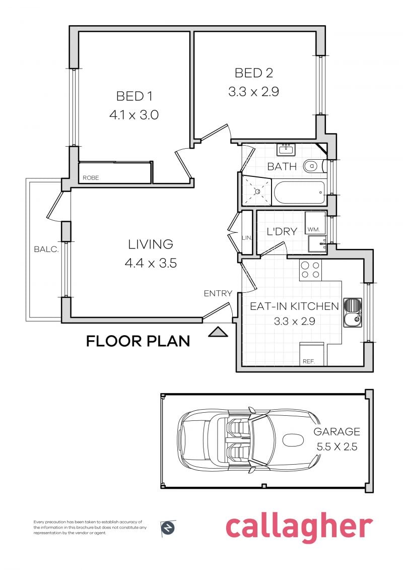 Bright Top Floor Apartment with Balcony & Garage