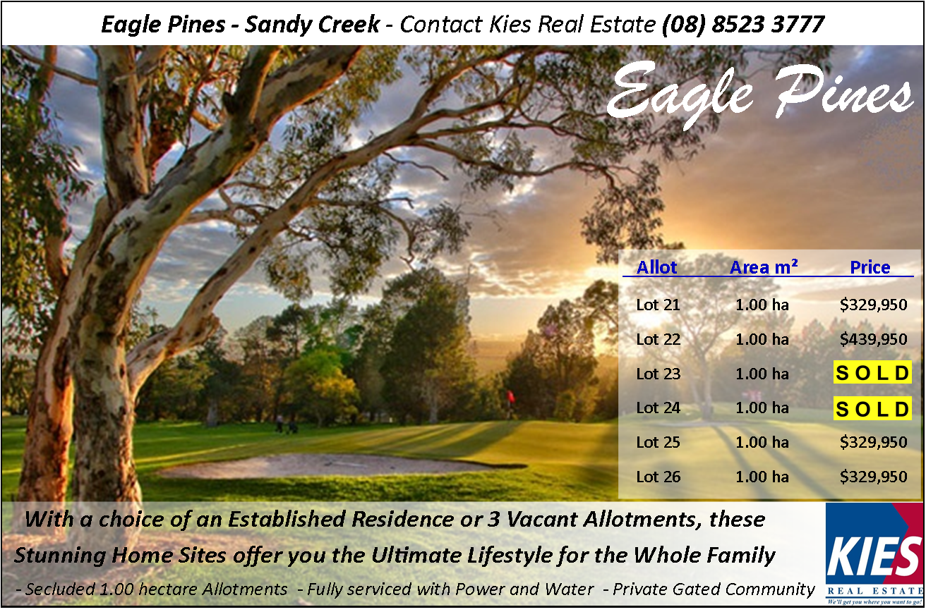 Sold property Undisclosed for Allotment 21 Eagle Pines Sandy Creek , SA 5350