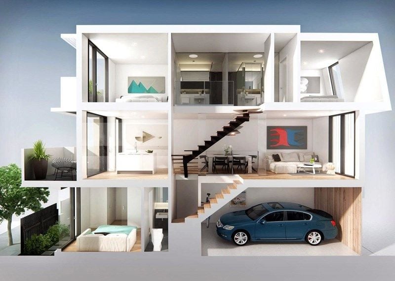 THREE BEDROOMS, THREE BATHROOMS OVER THREE LEVELS...