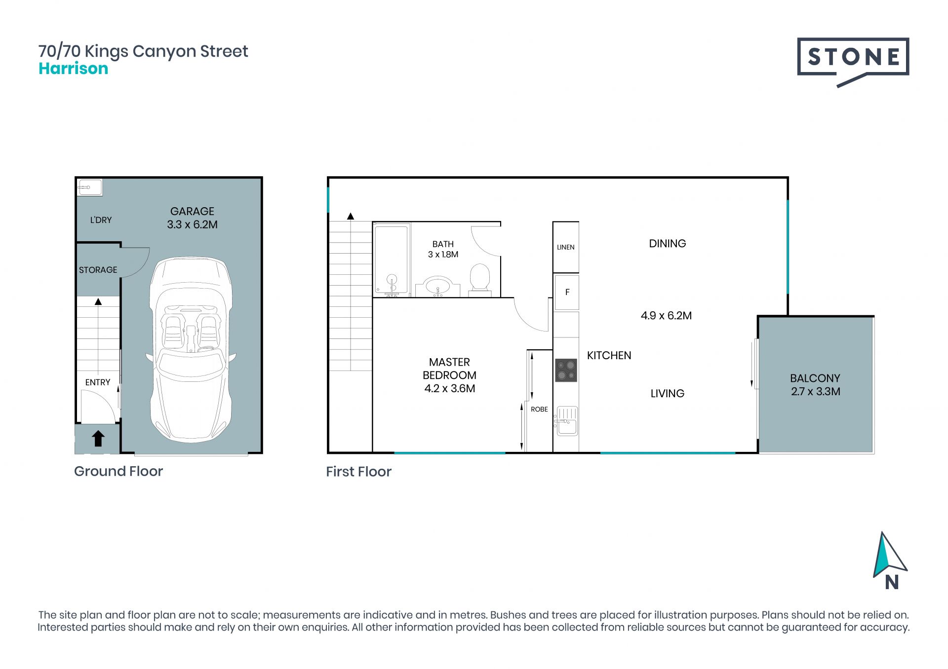 One bedroom townhouse with attached single garage.