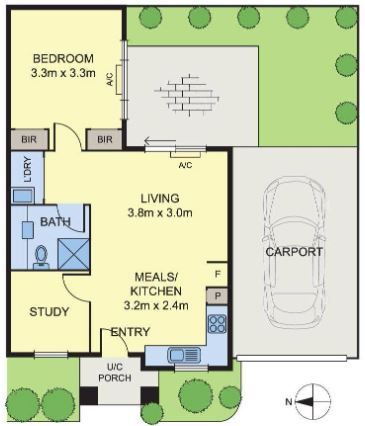Modern Unit with Study area